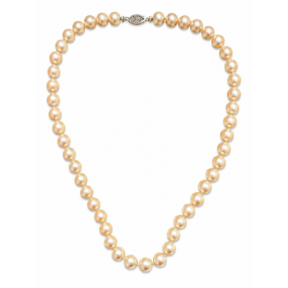 Vintage Glass Pearl Beaded‎ Necklace Cream Champagne Graduated Strand